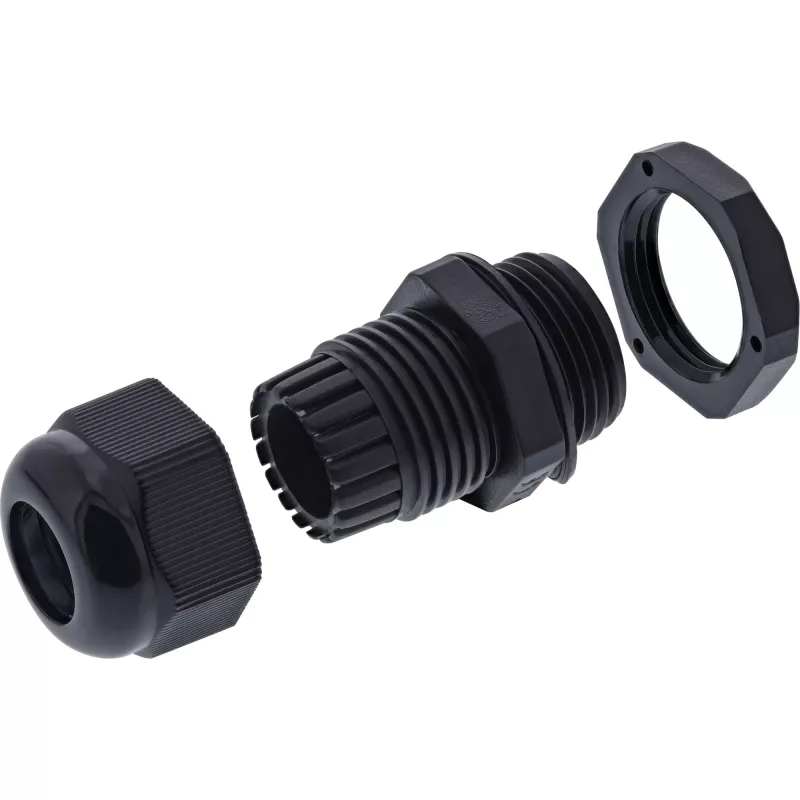 Kabeļu blīvslēgs InLine 44012B neilona IP68 kabeļiem Ø6–12 mm, melns, iepakojumā 10 gab.