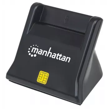 Manhattan USB-A vied/SIM karšu lasītājs, 480 Mb/s (USB 2.0), galda statīvs, berzes tipa saderīgs, Hi-Speed USB, kabelis 86 cm, melns, trīs gadu garantija