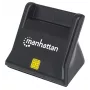 Manhattan USB-A vied/SIM karšu lasītājs, 480 Mb/s (USB 2.0), galda statīvs, berzes tipa saderīgs, Hi-Speed USB, kabelis 86 cm, melns, trīs gadu garantija