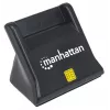 Manhattan USB-A vied/SIM karšu lasītājs, 480 Mb/s (USB 2.0), galda statīvs, berzes tipa saderīgs, Hi-Speed USB, kabelis 86 cm, melns, trīs gadu garantija