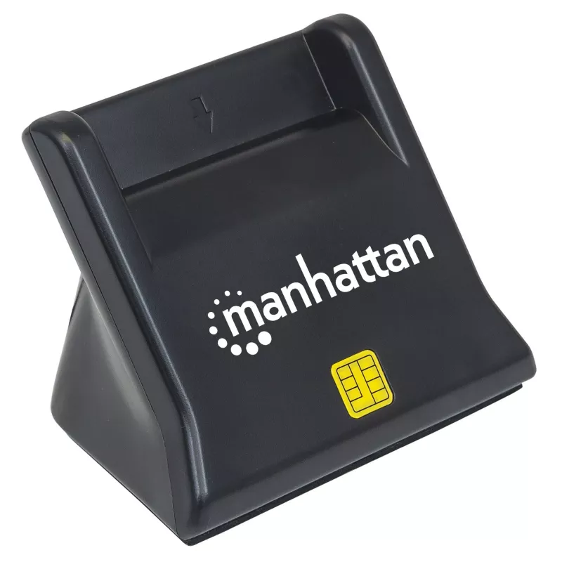 Manhattan USB-A vied/SIM karšu lasītājs, 480 Mb/s (USB 2.0), galda statīvs, berzes tipa saderīgs, Hi-Speed USB, kabelis 86 cm, melns, trīs gadu garantija