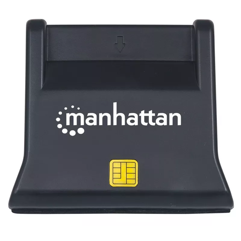 Manhattan USB-A vied/SIM karšu lasītājs, 480 Mb/s (USB 2.0), galda statīvs, berzes tipa saderīgs, Hi-Speed USB, kabelis 86 cm, melns, trīs gadu garantija
