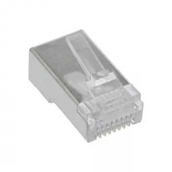 Savienotājs 8P8C RJ45 vīrietis ekranēts apaļajiem kabeļiem, InLine, 10 gab., sudraba