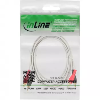 InLine Audio kabelis 2x RCA vīrišķais uz vīrišķais balts / zelts 3m