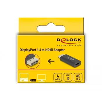 DeLOCK aktīvais DisplayPort 1.4 uz HDMI adapteris 8K HDR melns
