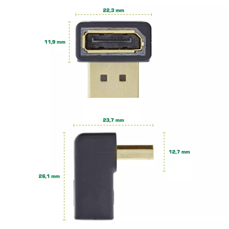 InLine DisplayPort adapteris, DisplayPort vīrišķais / sievišķais uz augšu leņķī