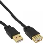 InLine USB 2.0 plakanais kabelis, A tipa vīr. / siev., zeltīti kontakti, melns, 5 m