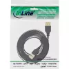 InLine USB 2.0 plakanais kabelis, A tipa vīrišķais/sieviešais, zeltīti kontakti, melns, 3 m