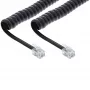 InLine spirālvads RJ10 tiešais vīrišķais/vīrišķais, melns, līdz 2 m