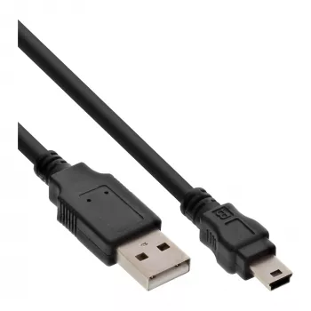 InLine USB 2.0 Mini kabelis, USB Type A vīr. / Mini B vīr., 5 kontaktu, melns, 0,5 m