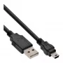 InLine USB 2.0 Mini kabelis, USB Type A vīr. / Mini B vīr., 5 kontaktu, melns, 0,5 m