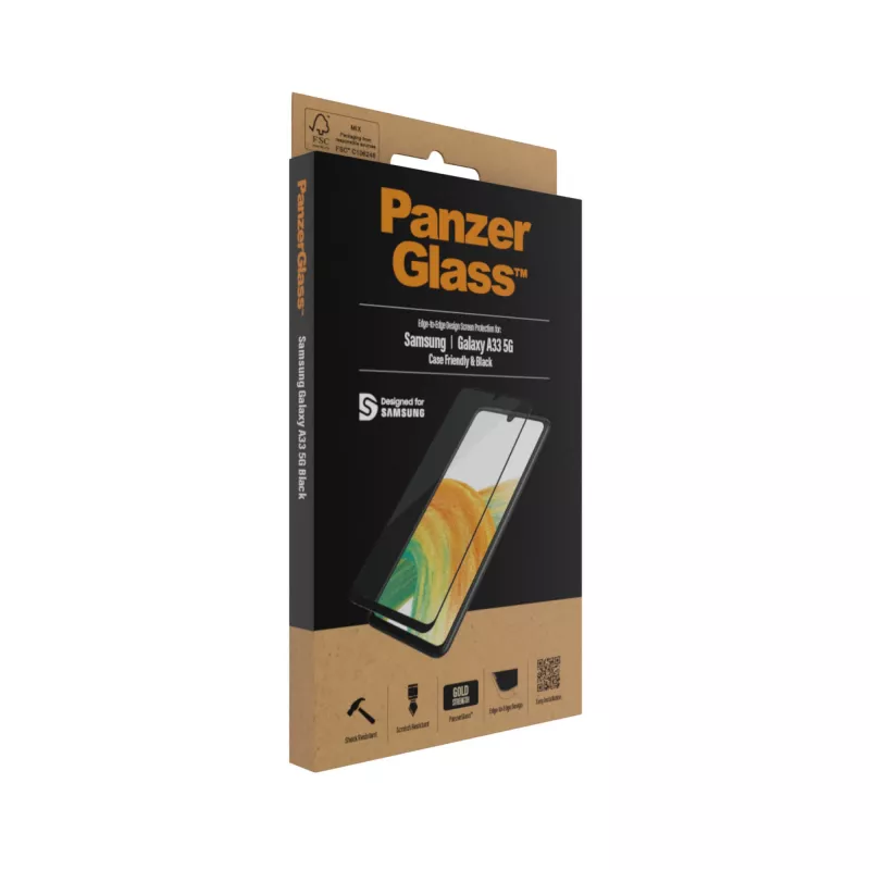 Ekrāna aizsargstikls PanzerGlass Samsung Galaxy A33 5G, izturīgs pret skrāpējumiem un triecieniem
