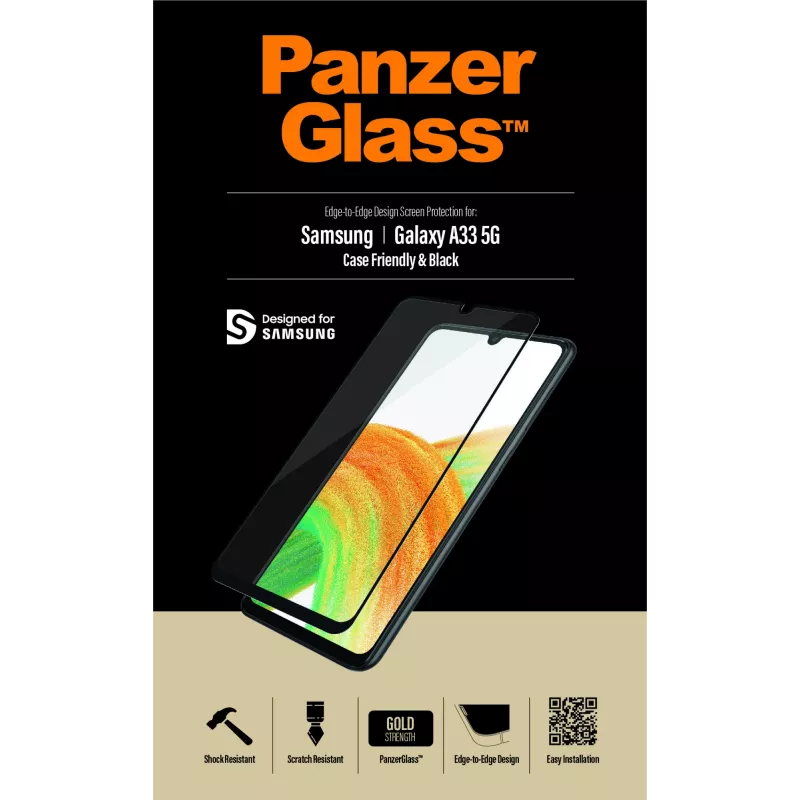 Ekrāna aizsargstikls PanzerGlass Samsung Galaxy A33 5G, izturīgs pret skrāpējumiem un triecieniem