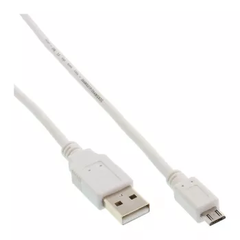 InLine Micro USB 2.0 kabelis, USB Type-A spraudnis / Micro-B spraudnis, balts, 1,5 m