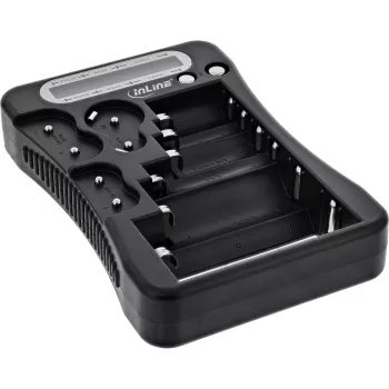 Bateriju testeris InLine 01285 ar LCD displeju apaļajām un pogveida baterijām
