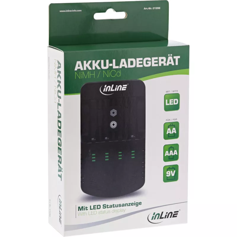 InLine akumulatoru lādētājs NiMH/NiCd, AA AAA un 9V