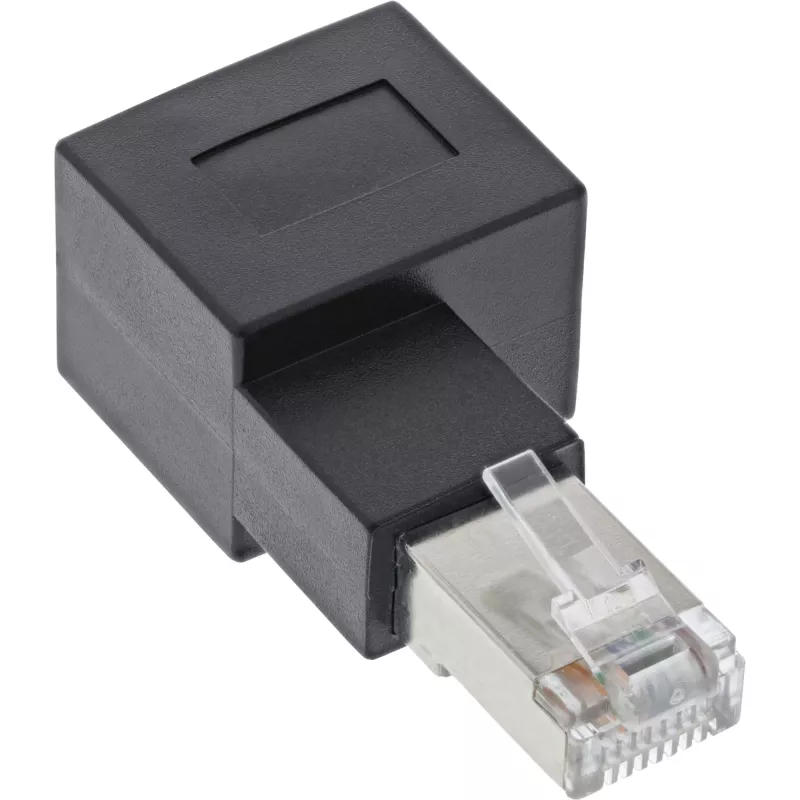 InLine ielāpu vada adapteris Cat.6A, RJ45 vīr./sieviš., leņķveida 90° pa labi