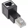 InLine ielāpu vada adapteris Cat.6A, RJ45 vīrišķais / sievišķais, leņķis 90° uz augšu
