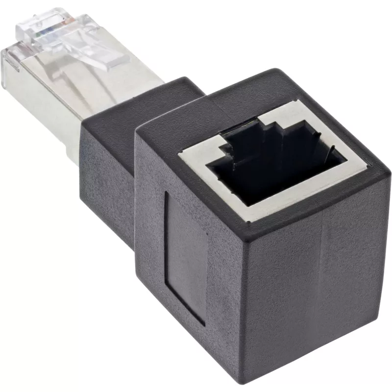 InLine ielāpu vada adapteris Cat.6A, RJ45 vīrišķais / sievišķais, leņķis 90° uz augšu