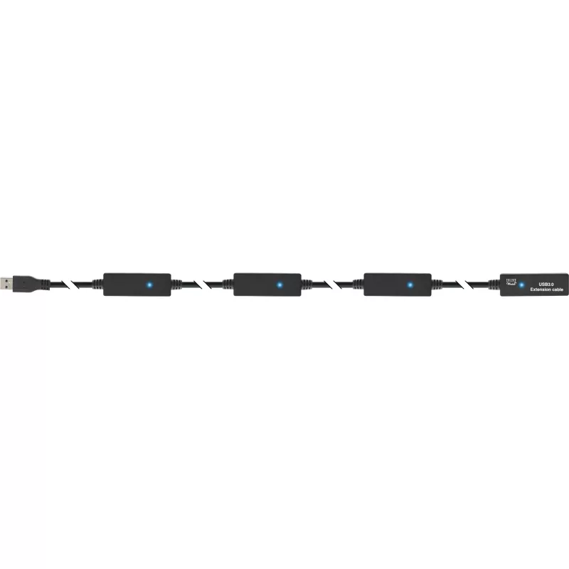 InLine USB3.2 Gen.1 aktīvs atkārtotāja kabelis, A tipa vīr. / siev., melns, 20 m