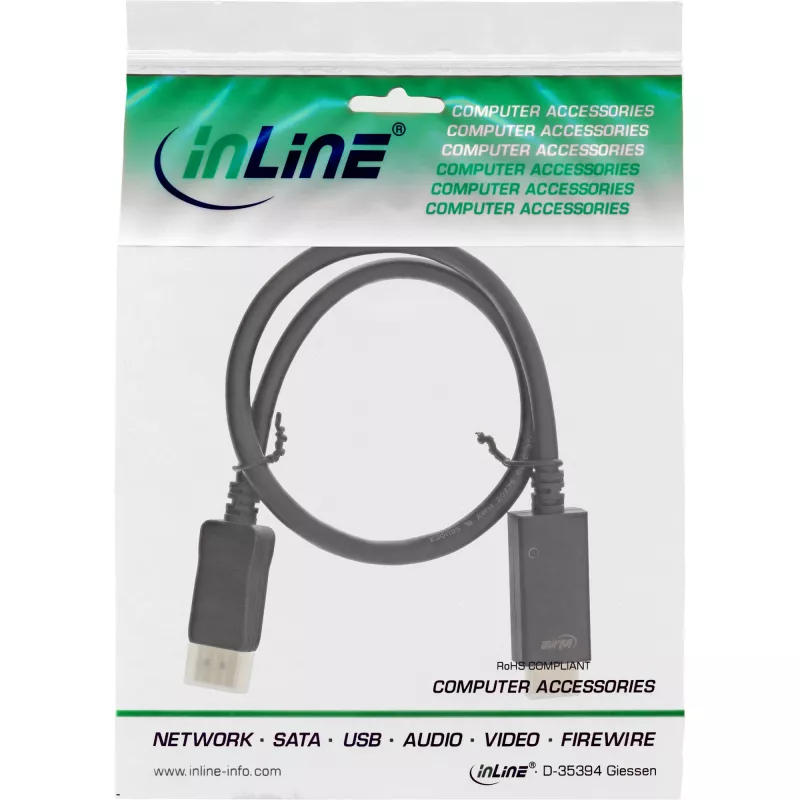 DisplayPort uz HDMI pārveidotāja kabelis InLine 17181I 4K/60Hz melns 1m
