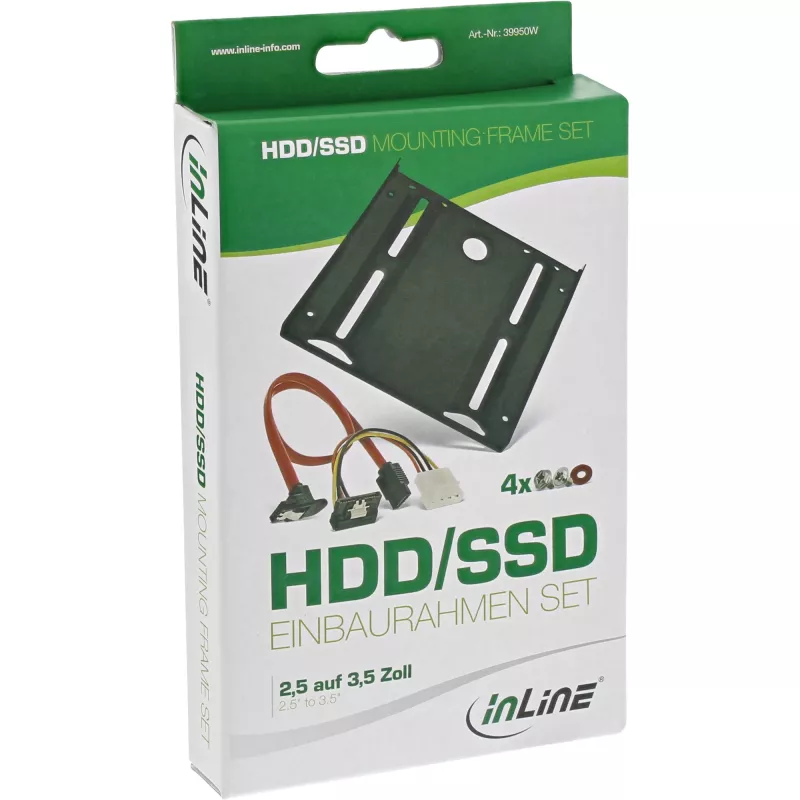 InLine HDD/SSD montāžas rāmja KOMPLEKTS ar SATA un strāvas kabeli, leņķveida, ar skrūvēm