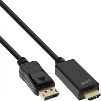 InLine DisplayPort–HDMI pārveidotāja kabelis, 4K/60 Hz, melns, 1,5 m