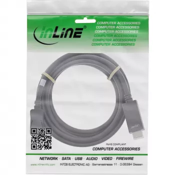 InLine DisplayPort–HDMI pārveidotāja kabelis, 4K/60 Hz, melns, 1,5 m