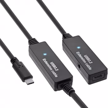 InLine USB 3.2 Gen.1 aktīvais pagarinātājs, USB-C vīr. uz USB-C siev., 10m