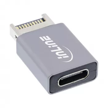 InLine USB 3.2 adapteris, iekšējais USB-E priekšējā paneļa vīrišķais savienotājs uz USB-C sievišķo pieslēgvietu