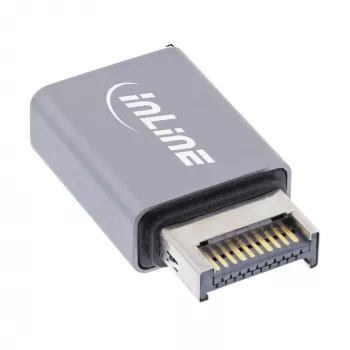InLine USB 3.2 adapteris, iekšējais USB-E priekšējā paneļa vīrišķais savienotājs uz USB-C sievišķo pieslēgvietu