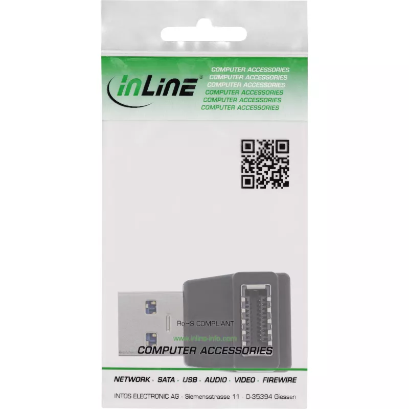 InLine USB 3.2 adapteris, USB-A spraudnis – iekšējā USB-E priekšējā paneļa ligzda