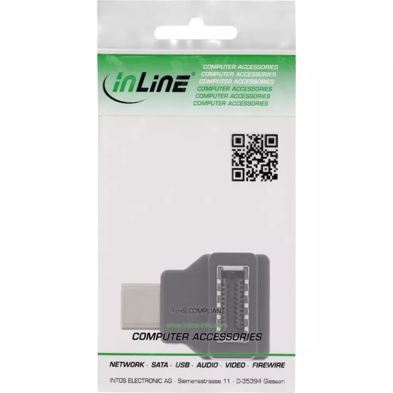 InLine USB 3.2 adapter, USB-C vīriešu savienotājs uz iekšējo USB-E priekšējā paneļa ligzdu