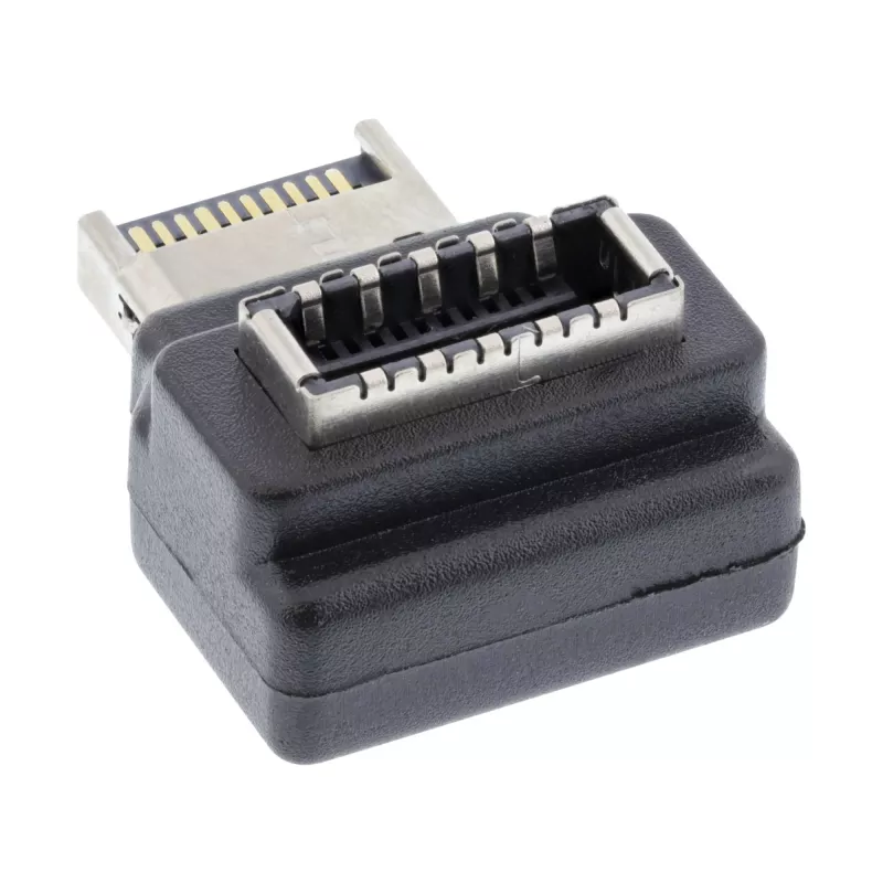 InLine USB 3.2 adapteris, iekšējais, priekšējā paneļa USB-E vīrišķais uz USB-E sievišķo 90°