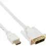 InLine HDMI uz DVI kabelis / 18+1 vīrišķais vīrišķais balts zelts 5m