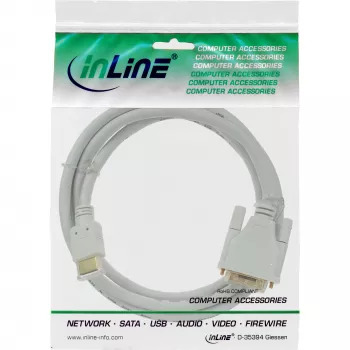 InLine HDMI uz DVI kabelis / 18+1 vīrišķais vīrišķais balts zelts 5m
