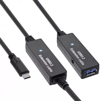 InLine USB 3.2 Gen.1 aktīvs pagarinātājs, USB-C vīr. uz USB-A siev., 10 m