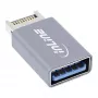 InLine USB 3.2 adapteris, iekšējais USB-E priekšējā paneļa vīrišķais savienotājs uz USB-A sievišķo ligzdu