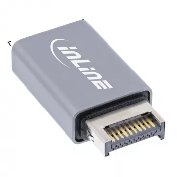 InLine USB 3.2 adapteris, iekšējais USB-E priekšējā paneļa vīrišķais savienotājs uz USB-A sievišķo ligzdu