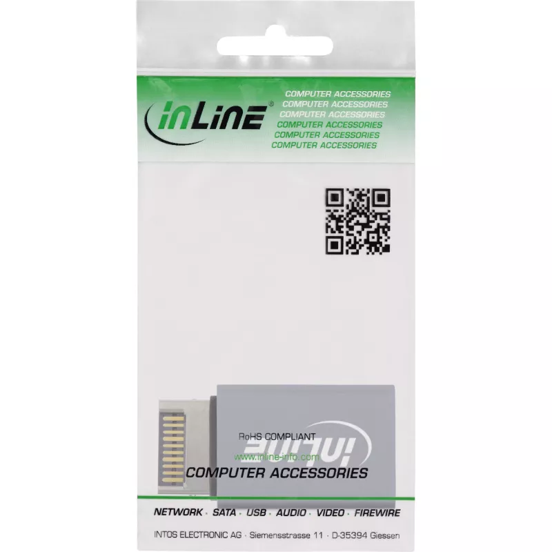 InLine USB 3.2 adapteris, iekšējais USB-E priekšējā paneļa vīrišķais savienotājs uz USB-A sievišķo ligzdu