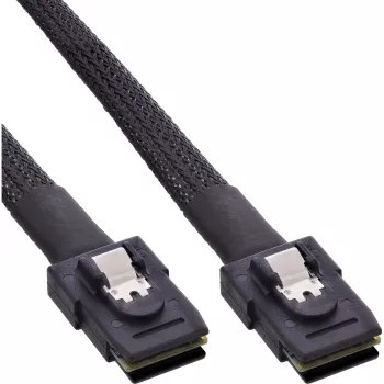 InLine SAS kabelis iekšējais Mini-SAS SFF-8087 uz Mini-SAS SFF-8087, ar sānjoslu, 0,75 m