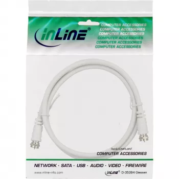 InLine SAT kabelis 2x ekranēts, ultra zemi zudumi, 2x F-vīriešu tipa >75dB, balts, 10m