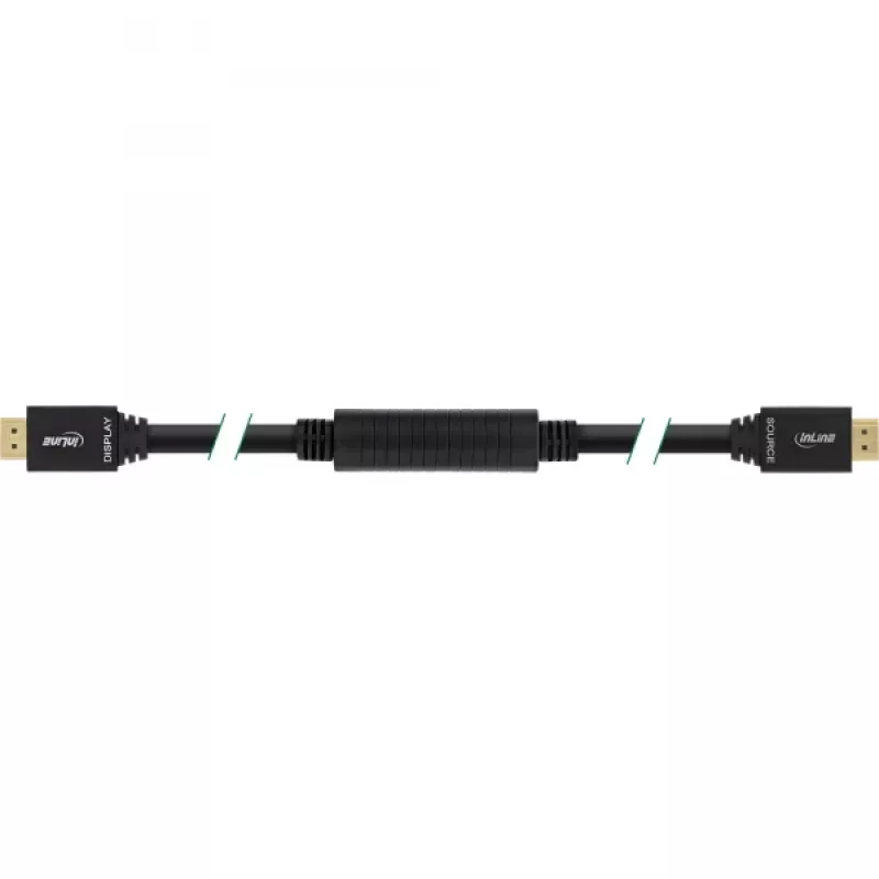 InLine, aktīvs High Speed HDMI kabelis ar Ethernet, M/M, melns, zeltīti kontakti, 30m