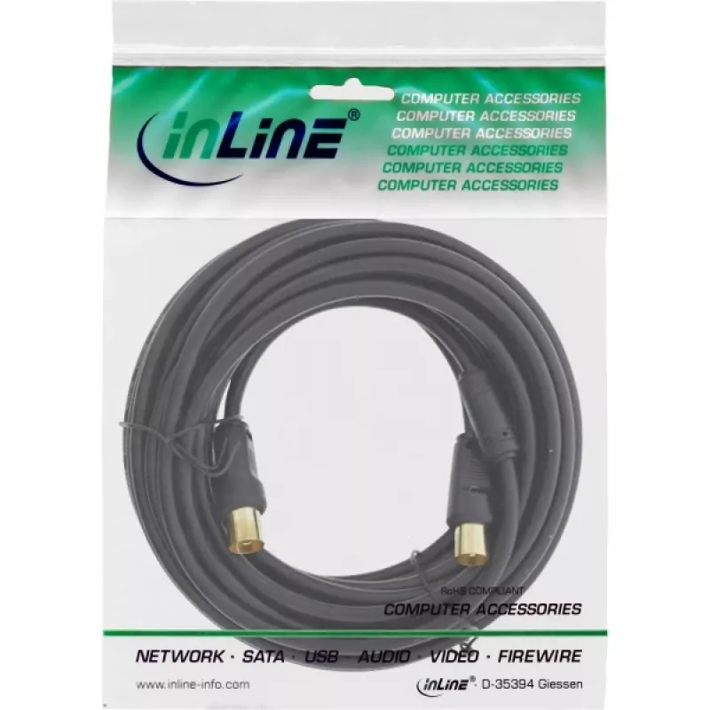 InLine antenas kabelis, 2x ekranēts, >85 dB, melns, 20 m