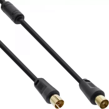 InLine antenas kabelis 2x ekranēts >85dB melns 5m