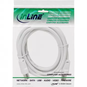 InLine Antena kabelis 2x ekranēts, īpaši zemi zudumi >75 dB, balts, 3 m