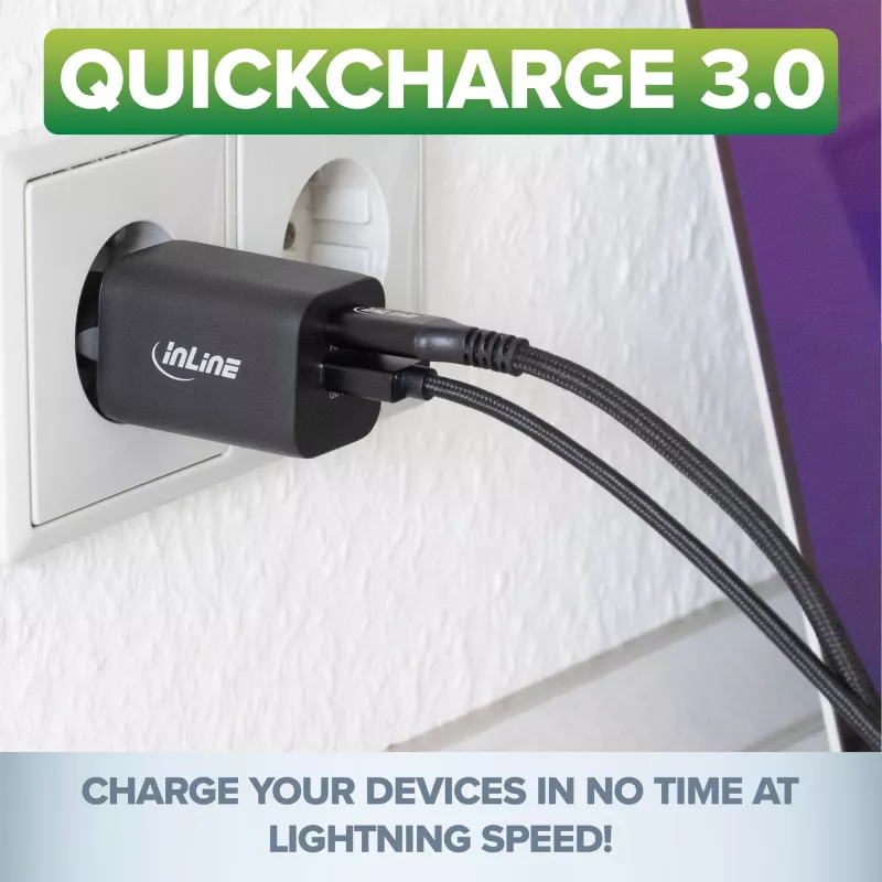 InLine USB barošanas bloks, lādētājs, USB-A + USB Type-C, 33W, PD + QC
