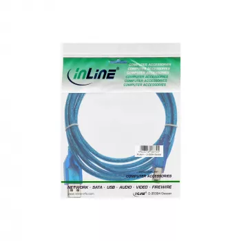InLine USB 2.0 kabelis, A tipa vīrišķais / B tipa vīrišķais, zils, caurspīdīgs, 3 m