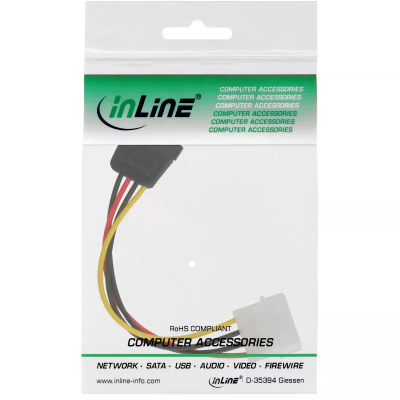 InLine SATA barošanas kabelis 1x 5.25 collu / SATA 0,15 m