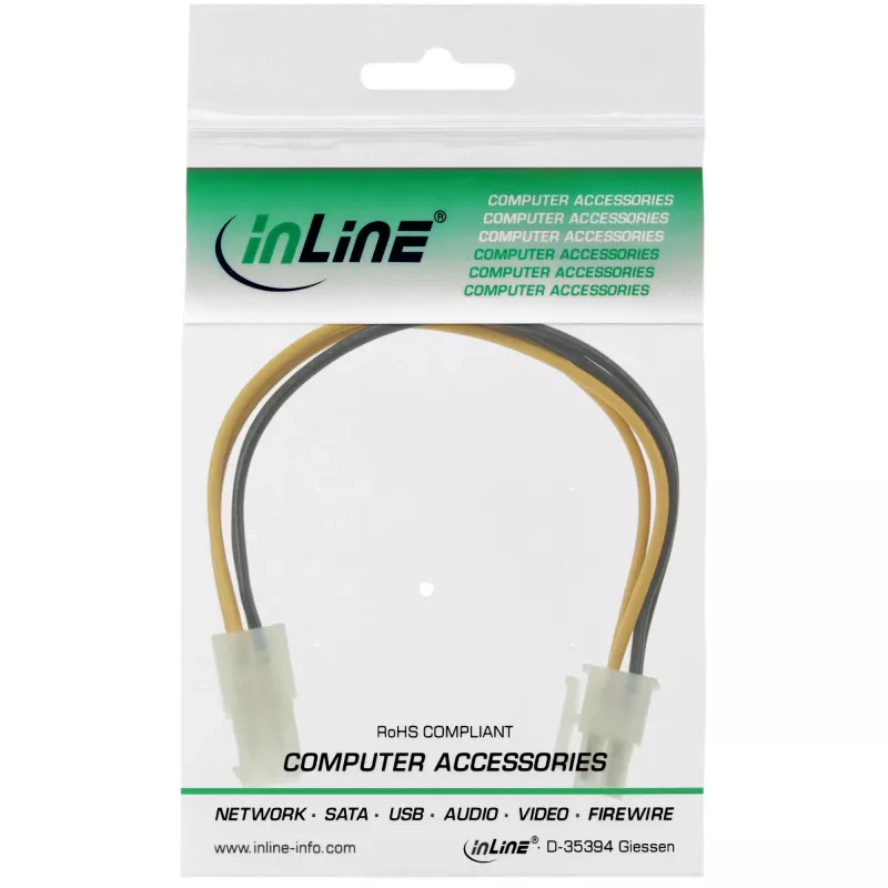 InLine Power Extension iekšējā pamatplate P4 4 kontaktu vīr. / siev. 0,20 m